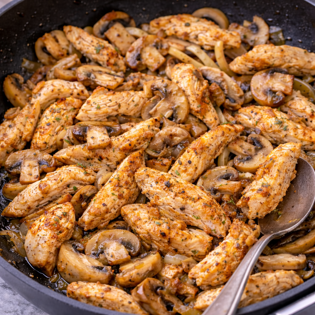 Tavuklu Mantarlı Kremasız Sote