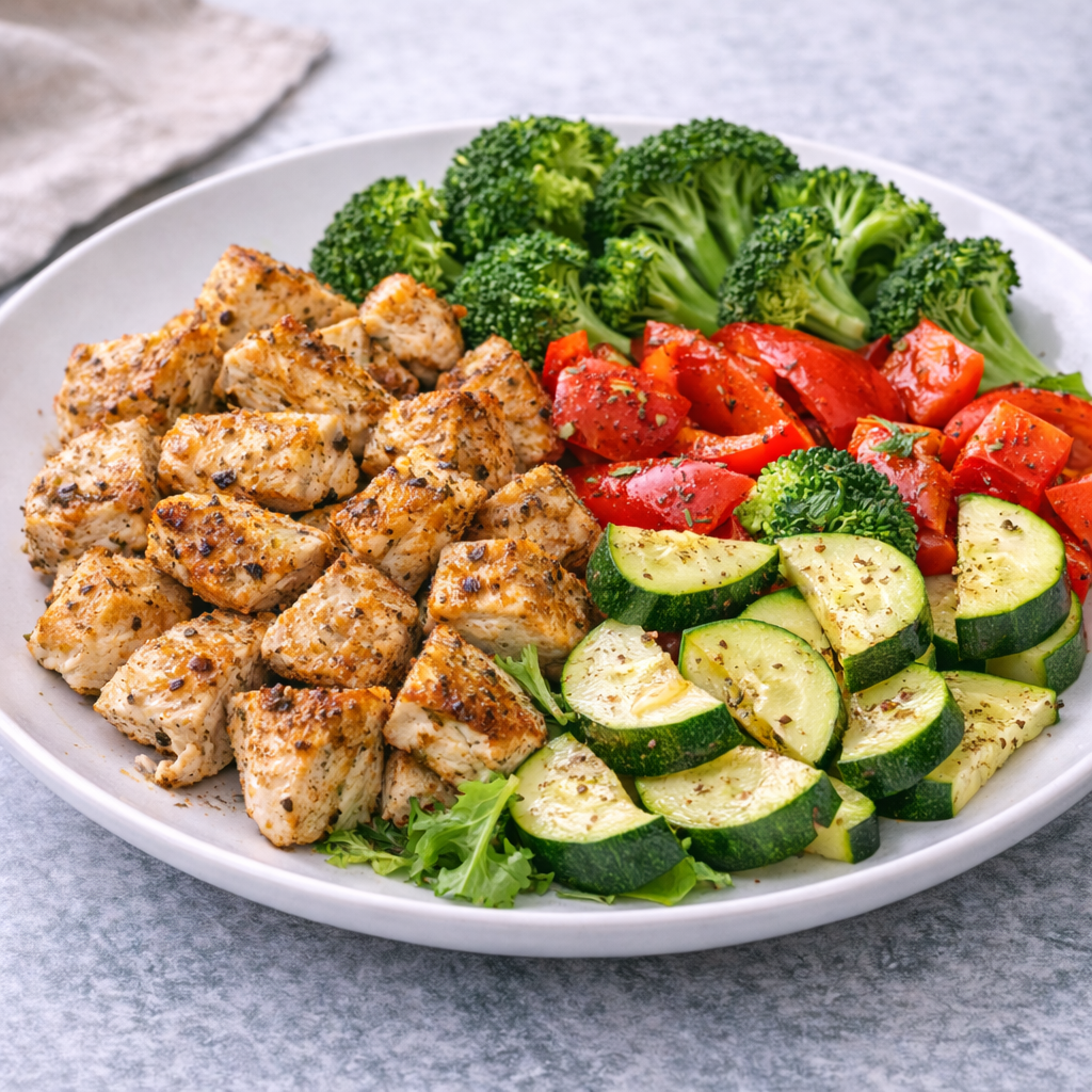 Fırında Baharatlı Tavuk & Sebze Tabağı